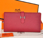 Hermes 2 flod original leather wallet in Purplish Red 208
