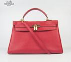Hermes Kelly 35cm Togo Leather Bag Red 6308 Gold Hardware 6308