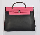 2012 New Hermes HerBag 31CM Togo leather Bag 9051 Peach/Black H9051