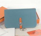 Hermes passport Wallet togo leather in Medium Blue/Orange HPWMBO