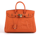 Hermes Birkin 35CM With Embossed logo Handbag Orange 6089 6089