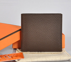 Hermes men Wallet clemence leather in Coffee H006