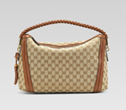 'bella' medium hobo with woven leather bow, bamboo 269949 FWCGG 8526