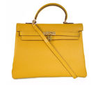 Hermes kelly 35CM Yellow clemence leather(Gold) HKL35Y