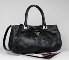Top Quality Prada Glace Calf Leather Tote Bag BN2243 Black BN2243