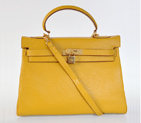 Hermes Kelly 32CM clemence leather in Yellow with Gold hardware K32LSYG