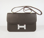 Hermes Constance Togo Leather Single Bag Dark Coffee Silver Hardware H020 H020