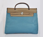 2012 New Hermes HerBag 31CM Togo leather Bag 9051 Dark Grey/Medium Blue H9051