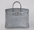 Hermes Birkin 35CM Gray Ostrich stripes leather(Silver) H35GOSS