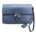 Hermes Jet Pochette Clutch Bag Clemence Leather Dark Blue H669