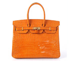 Hermes Birkin 35CM Crocodile leather in Light Orange with Gold hardware H35
