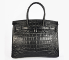Hermes Birkin 35CM Crocodile stripes leather in Black with Black hardware H35CSBB