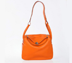 Hermes Lindy 30CM Havanne Handbags 1057 Orange Leather Silver Hardware H1057