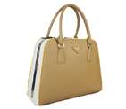 Prada Saffiano Leather Medium Tote Bag BL5018 Apricot&White BL5018