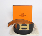 Hermes belt leather in Black/Camel with H Gold Buckle H1002