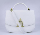 Hermes Stirrup Shoulder Bag White Calfskin Gold H8088