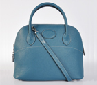 Hermes Bolide Togo Leather Tote Bag in Medium Blue with Silver hardware H31LSMBS
