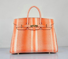 Hermes Birkin 35CM Orange Snake Leather Tote Bag Gold H6089