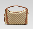 'bella' medium hobo with woven leather bow, bamboo 269949 FWCGG 8526