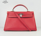 Hermes Kelly 35cm Togo Leather Bag Red 6308 Silver Hardware 6308