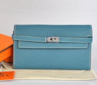 Hermes Kelly Wallet clemence leather in Medium Blue A708