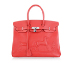 Hermes Birkin 35CM with Embossed logo Handbag Watermelon Red H35 H35
