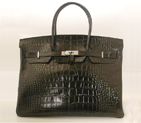 Hermes Birkin 40CM Crocodile stripes leather in Black with Silver hardware H40CSBS
