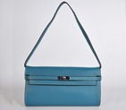 Hermes Kelly 26CM Shoulder Bag Clemence Blue H1001