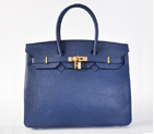 Hermes Birkin 35CM Dark Blue clemence leather(Gold) H35DBLG