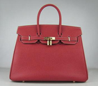 Hermes 35CM Red Cowhells Stripe (gold) HBK35RCSG19