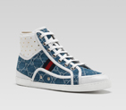 'cannes' high-top sneaker with eyelets and signature web detail 257555 FQY30 5654