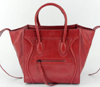 Celine Luggage Phantom Square Bags Bright Leather 108905 Red 108905