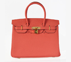 Hermes Birkin 30CM clemence leather in Watermelon Red with Gold hardware H30LSWRG