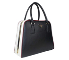 Prada Saffiano Leather Medium Tote Bag BL5018 Black&White BL5018
