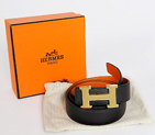 Hermes belt leather in black/Orange with H gold Buckle H1002