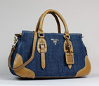Fashion Prada Denim with Saffiano Tote Bags BN1786 Apricot BN1786
