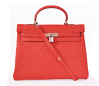 Hermes kelly 35CM clemence leather in Flamen with Silver hardware K35CFS