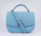 Hermes Stirrup Shoulder Bag Blue Calfskin Silver H8088