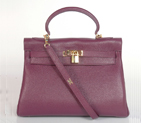 Hermes Kelly 32CM clemence leather in Purple with Gold hardware K32LSPG