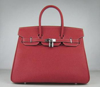 Hermes 35CM Red Cowhells Stripe (silver) HBK35RCSS19