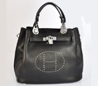Hermes Mini so kelly bag in Black with Silver hardware 8388BS