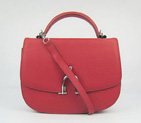 Hermes Stirrup Shoulder Bag Red Calfskin Silver H8088