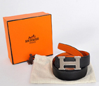 Hermes belt leather in black/Orange with H Silver Buckle H1002