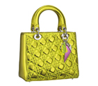 Metallic yellow leather 'Lady Dior' bag with 'Cannage' stitching M0550PAMD M930