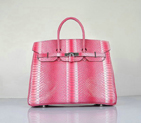 Hermes Birkin 35CM Peach Snake Leather Tote Bag Silver H6089