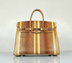 Hermes Birkin 35CM Light Coffee Snake Leather Tote Bag Gold H6089