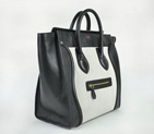 Celine Matte Paper Leather Handbag 98170 Black with White 98170