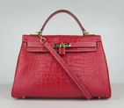 Hermes 32CM Red Crocodile Stripe(gold) HKL32RCSG017