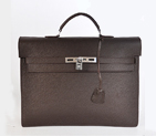 Hermes Kelly Briefcase Bag clemence leather in Dark Brown 168DB