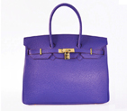Hermes Birkin 35CM clemence leather in Sapphire with Gold hardware H35LSSG